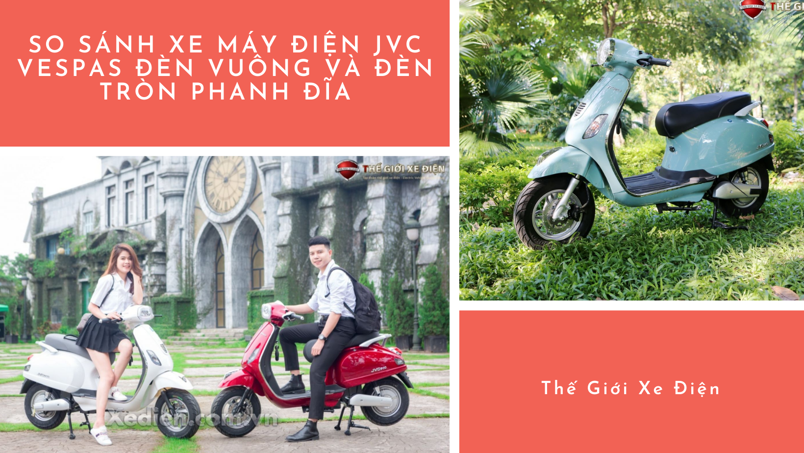 Xe máy điện JVC Vespas đèn tròn và đèn vuông phanh đĩa