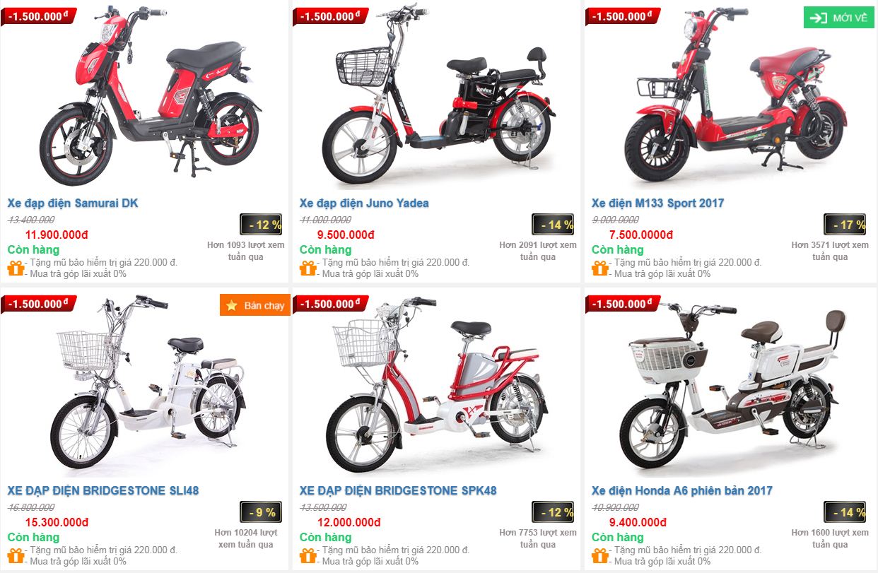 Bảng giá xe đạp điện tháng 10-2017 bang-gia-xe-dap-dien-thang-10-2017